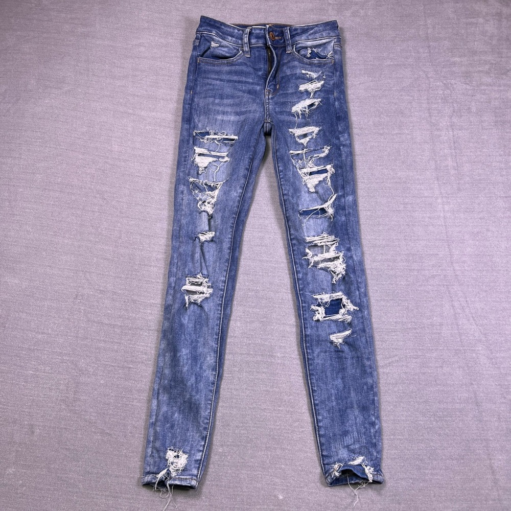 American Eagle Hi-Rise Jegging Stretch High Rise Denim Jeans Womens 2 Blue